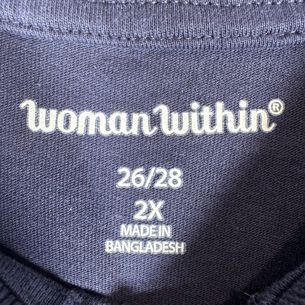 Woman Within Navy‎ Blue Long Sleeve Polo Shirt Tunic 100% Cotton 2X 26/28 - Picture 4 of 9